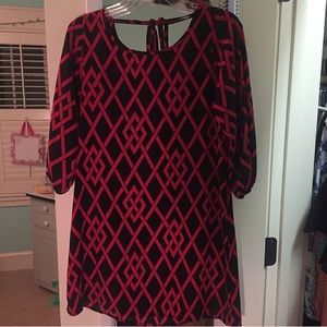 red and black open back dress size S
